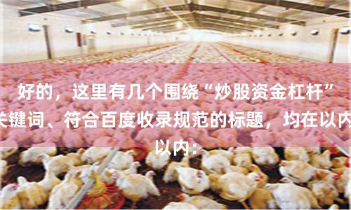 好的，这里有几个围绕“炒股资金杠杆”关键词、符合百度收录规范的标题，均在以内：